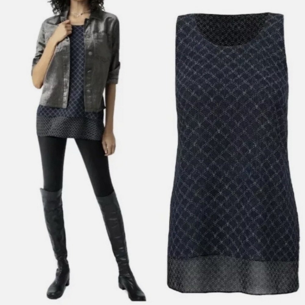 Cabi Navy Geometric Print Sleeveless Blouse Navy Size XS